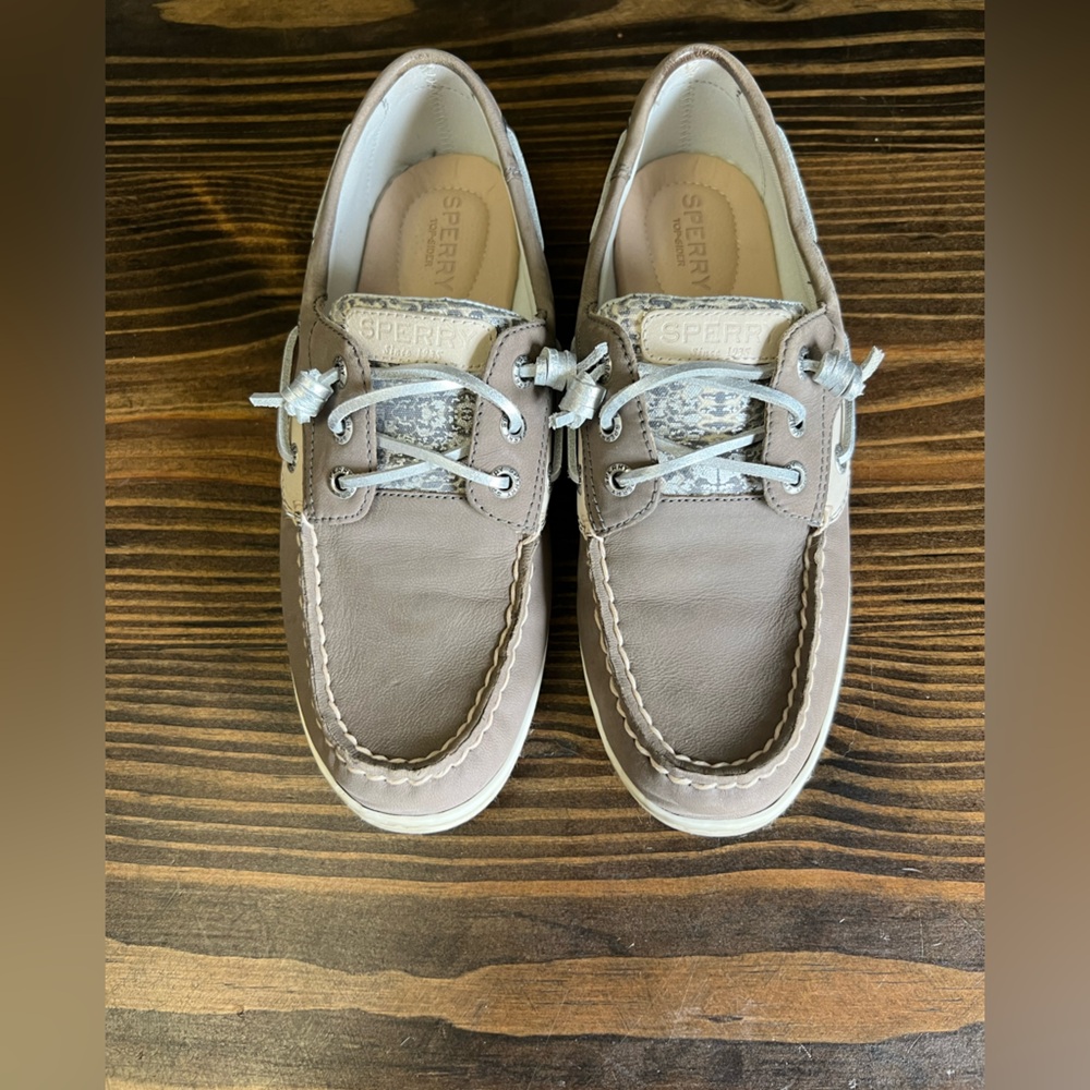Sperry Gray and Cream Boat Shoes